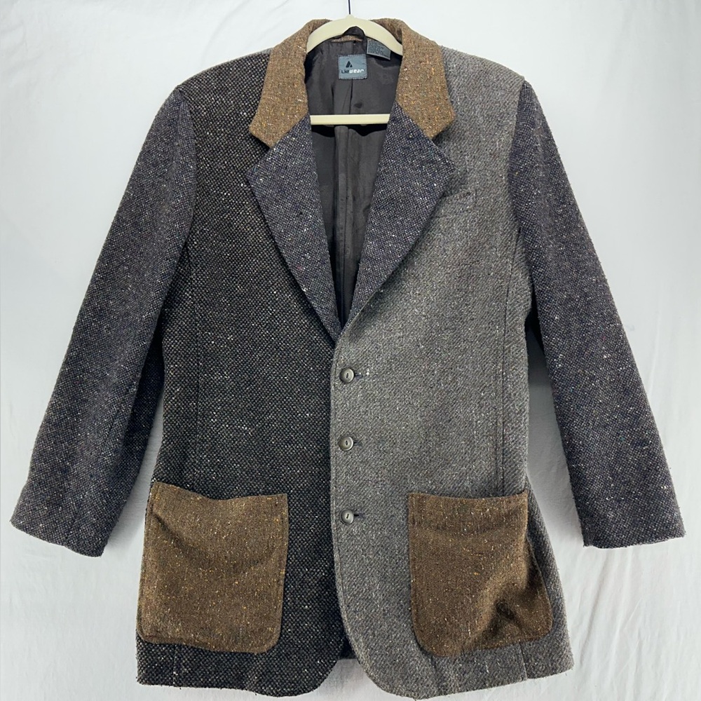 Liz Wear Vintage 90s Blazer Colorblock Patchwork Wool Blend 90s Women’s Size 8